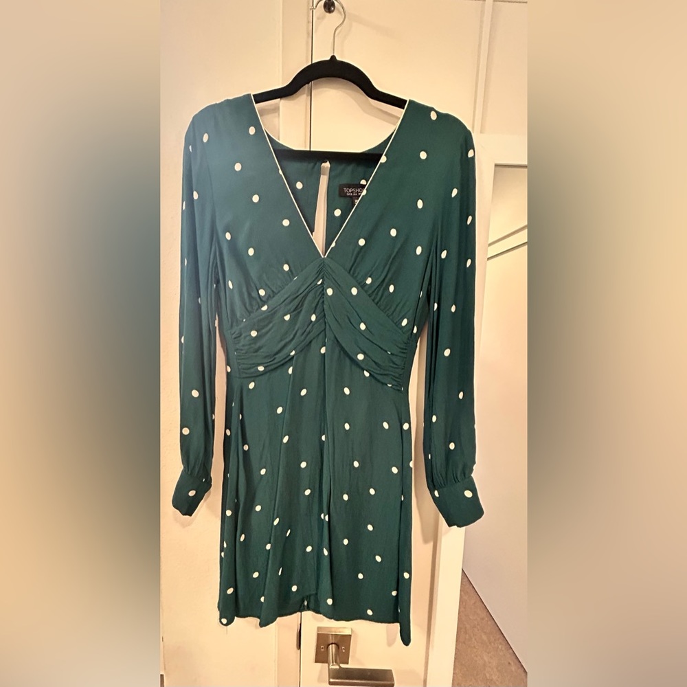 Top shop green polka dot dress